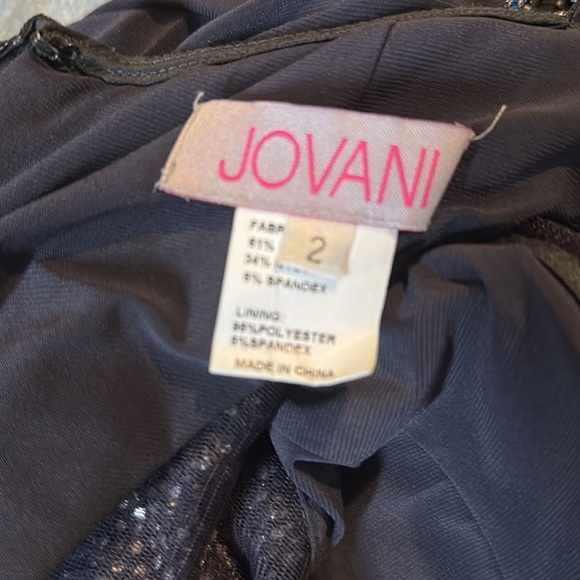 JOVANI Navy Plunging Neckline Gown with Gorgeous Rhinestone Detailing Size 2 - Picture 16 of 16